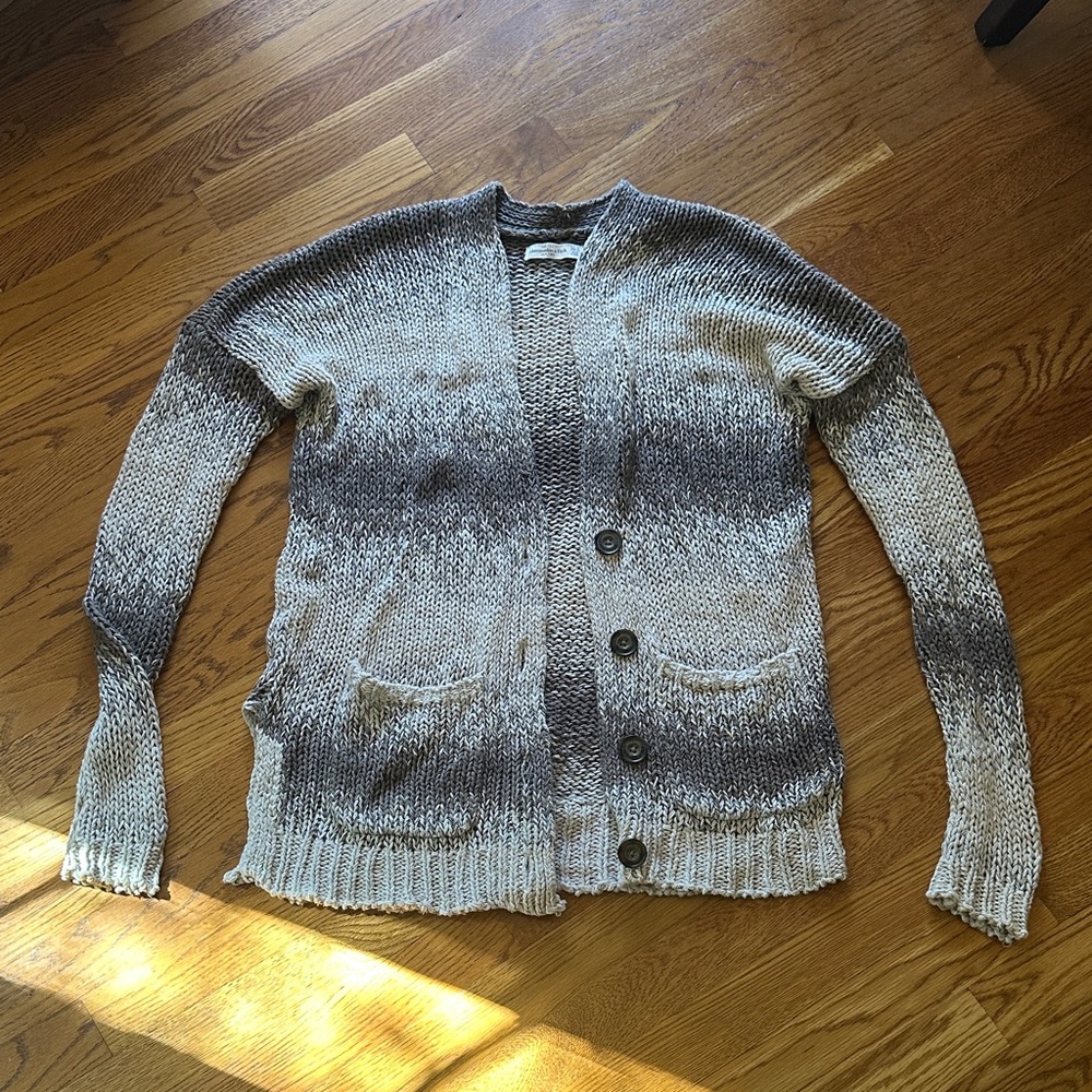 Abercrombie & Fitch Grey& Tan Gradient Cotton Cardigan S